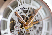  Shop Authentic Fossil Townsman Automatic Skeleton Silver Dial Black Leather Strap Watch for Men - ME3041 - Luxxuri