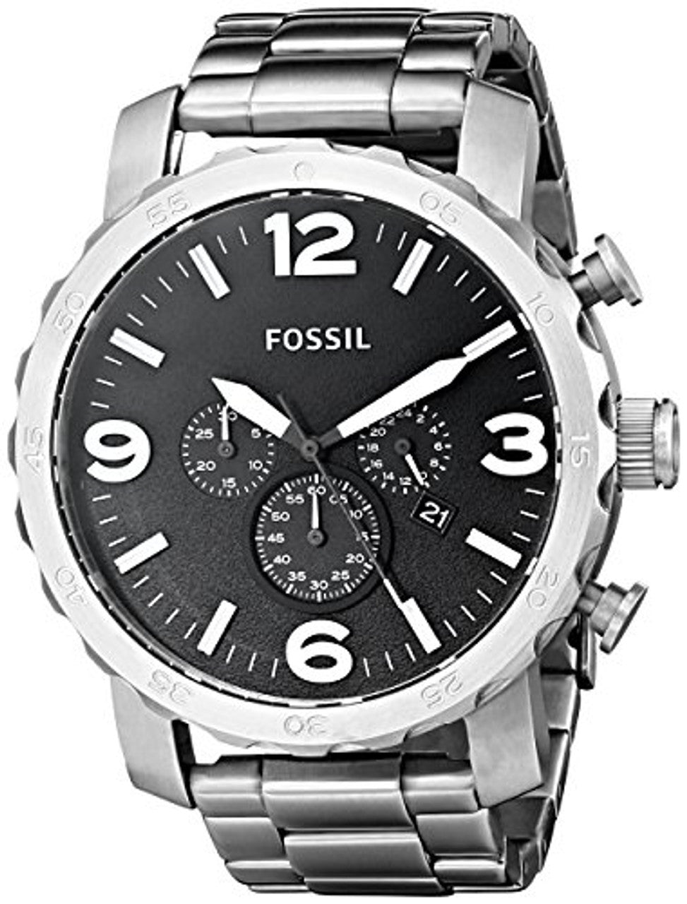  Shop Authentic Fossil Nate Chronograph Black Dial Silver Steel Strap Watch for Men - JR1353 - Luxxuri