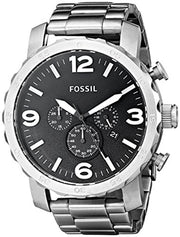  Shop Authentic Fossil Nate Chronograph Black Dial Silver Steel Strap Watch for Men - JR1353 - Luxxuri