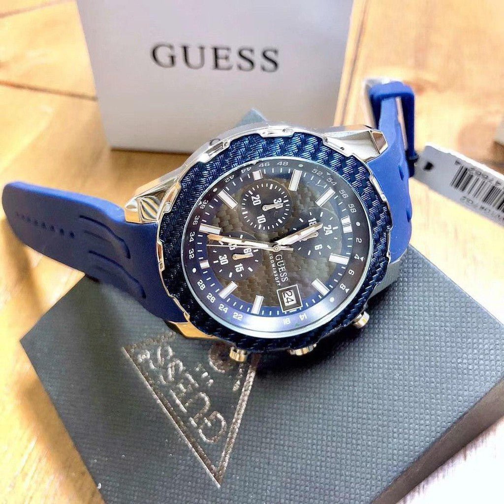 Shop Authentic Guess Octane Chronograph Black Dial Blue Rubber Strap Watch For Men - W1047G2 - Luxxuri