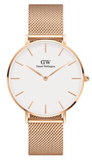  Shop Authentic Daniel Wellington Petite Melrose White Dial Rose Gold Mesh Strap Watch For Women - DW00100305 - Luxxuri