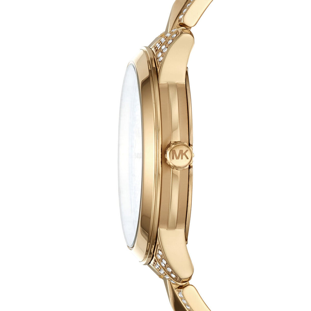  Shop Authentic Michael Kors Runway Mercer Crystals Silver Dial Gold Steel Strap Watch For Women - MK6715 - Luxxuri