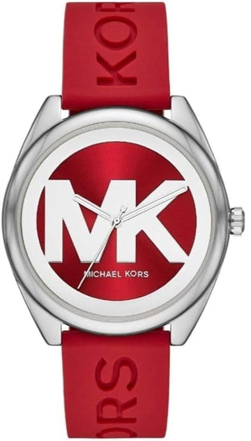 Shop Authentic Michael Kors Janelle Three Hand Red Dial Red Rubber Strap Watch For Women - MK7144 - Luxxuri