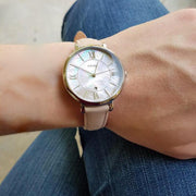  Shop Authentic Fossil Jacqueline Blush Mother of Pearl Dial Pink Leather Strap Watch for Women - ES4151 - Luxxuri