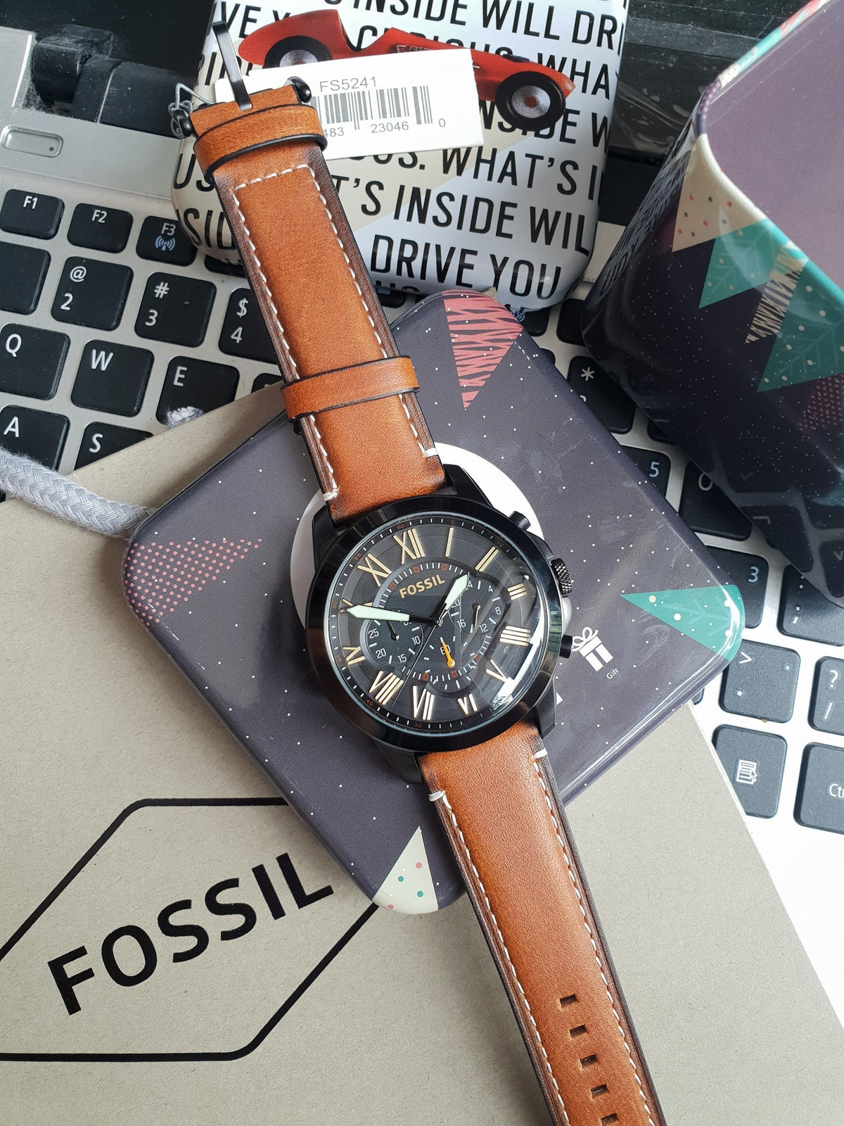  Shop Authentic Fossil Grant Chronograph Black Dial Brown Leather Strap Watch for Men - FS5241 - Luxxuri