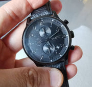  Shop Authentic Hugo Boss Navigator Black Dial Black Leather Strap Watch for Men - 1513497 - Luxxuri