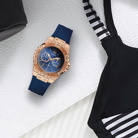  Shop Authentic Guess Limelight Blue Dial Blue Silicone Strap Watch For Women - W1053L1 - Luxxuri