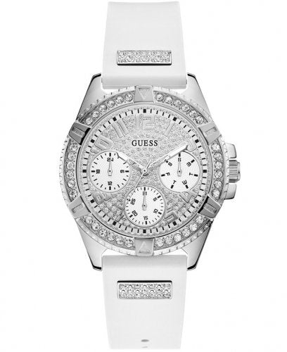  Shop Authentic Guess Frontier Diamonds Silver Dial White Rubber Strap Watch For Women - W1160L4 - Luxxuri