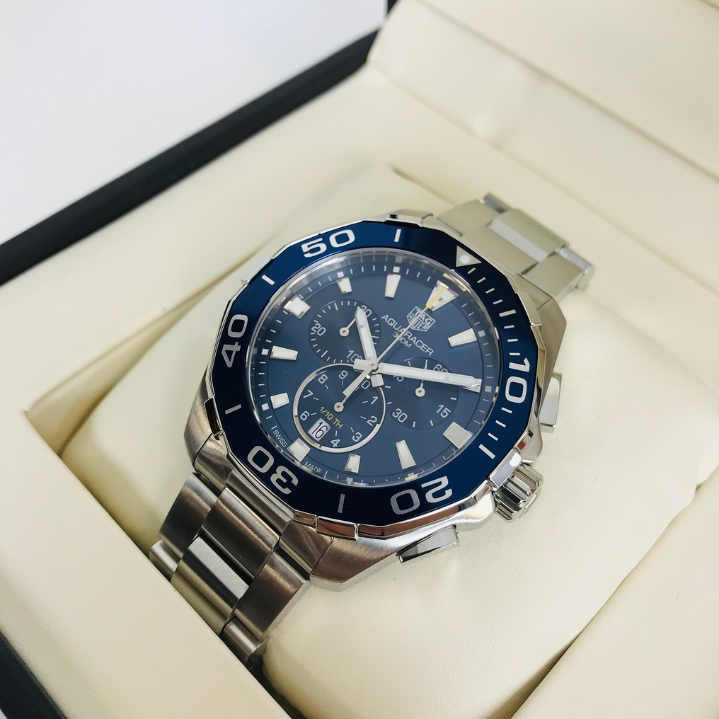  Shop Authentic Tag Heuer Aquaracer Blue Dial SIlver Steel Strap Watch for Men - CAY111B.BA0927 - Luxxuri