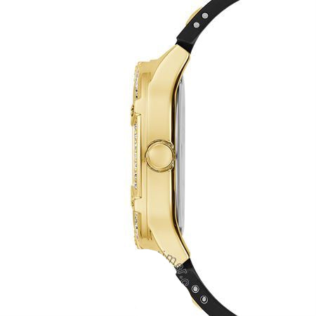  Shop Authentic Guess Duchess Crystals Gold Dial Black Silicon Strap Watch For Women - GW0619L2 - Luxxuri