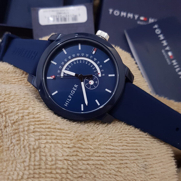  Shop Authentic Tommy Hilfiger Denim Quartz Blue Dial Blue Rubber Strap Watch for Men - 1791482 - Luxxuri