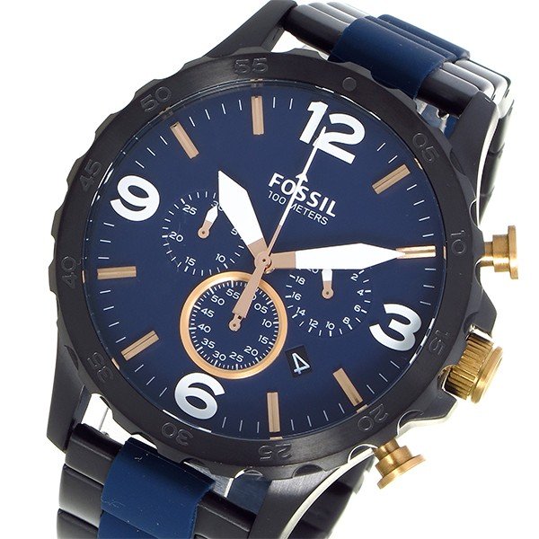 Shop Authentic Fossil Nate Chronograph Blue Dial Two Tone Steel Strap Watch for Men - JR1494 - Luxxuri