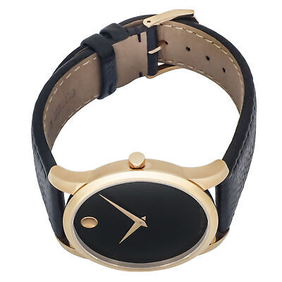  Shop Authentic Movado Museum Classic Black Dial Black Leather Strap Watch For Men - 607060 - Luxxuri