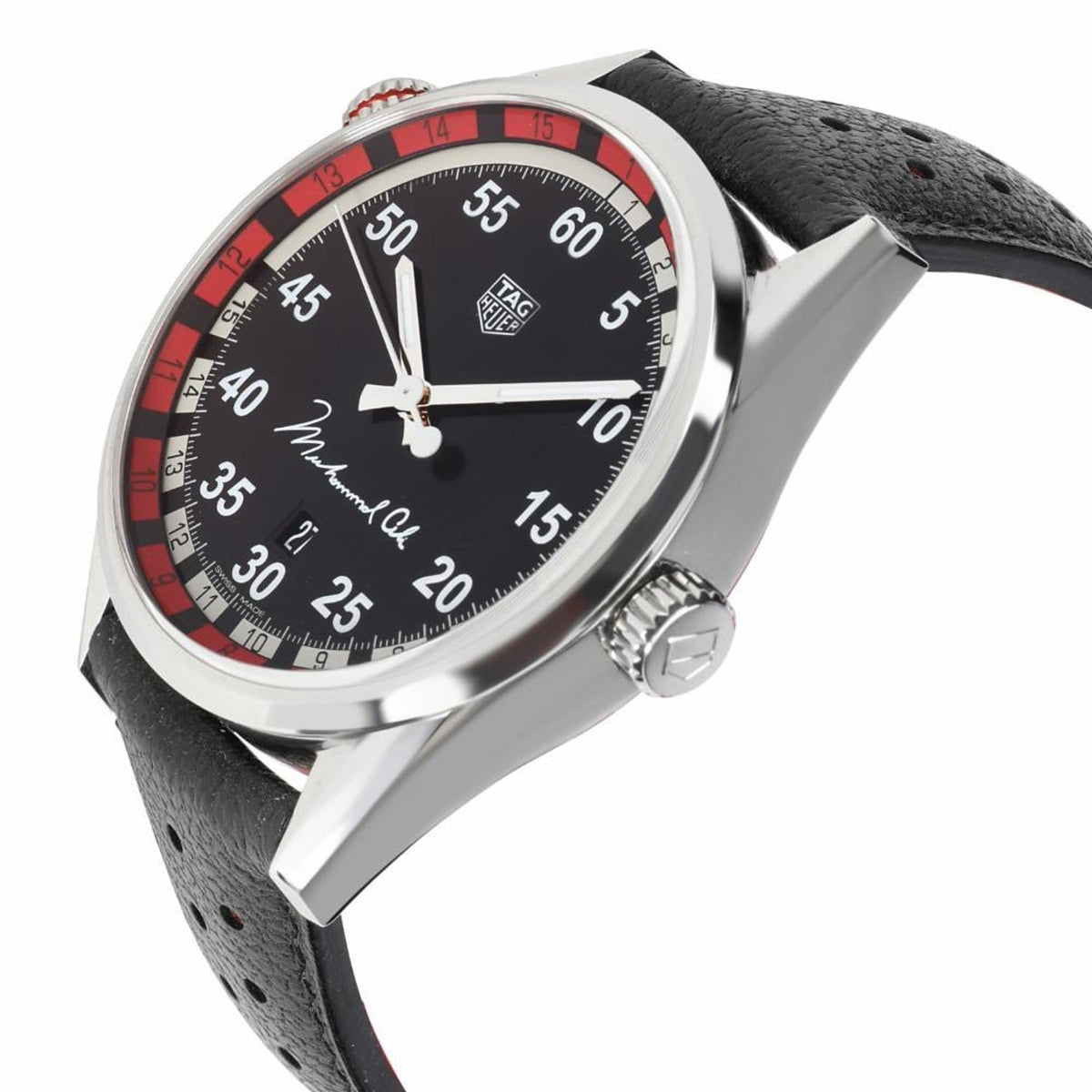  Shop Authentic Tag Heuer Carrera Muhammad Ali Calibre 5 Black Dial Black Leather Strap Watch for Men - WAR2A11.FC6337 - Luxxuri