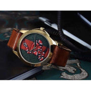  Shop Authentic Gucci Le Marche Des Merveilles Green and Red Dial Brown Leather Strap Unisex Watch - YA1264012 - Luxxuri