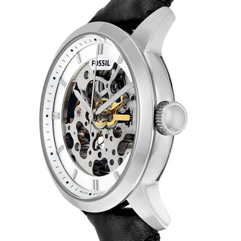  Shop Authentic Fossil Townsman Automatic Skeleton White Dial Black Leather Strap Watch for Men - ME3085 - Luxxuri