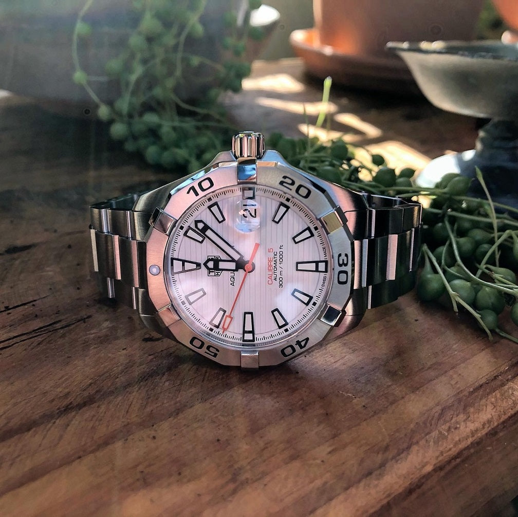  Shop Authentic Tag Heuer Aquaracer Automatic White Dial Silver Steel Strap Watch for Men - WBD2111.BA0928 - Luxxuri
