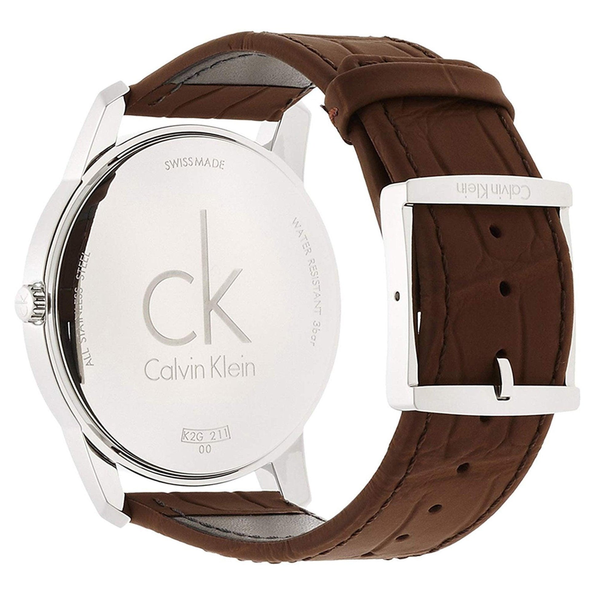  Shop Authentic Calvin Klein City Brown Dial Brown Leather Strap Watch for Men - K2G211GK - Luxxuri