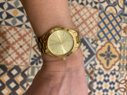  Shop Authentic Michael Kors Mini Runway Slim Gold Dial Gold Steel Strap Watch for Women - MK3512 - Luxxuri
