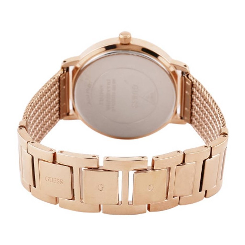  Shop Authentic Guess Willow Crystal Blue Dial Rose Gold Mesh Bracelet Watch For Women - W0836L1 - Luxxuri