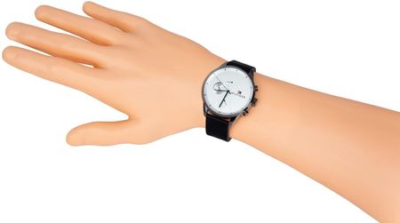  Shop Authentic Tommy Hilfiger Lexor Silver Dial Black Leather Strap Watch For Men - 1791489 - Luxxuri