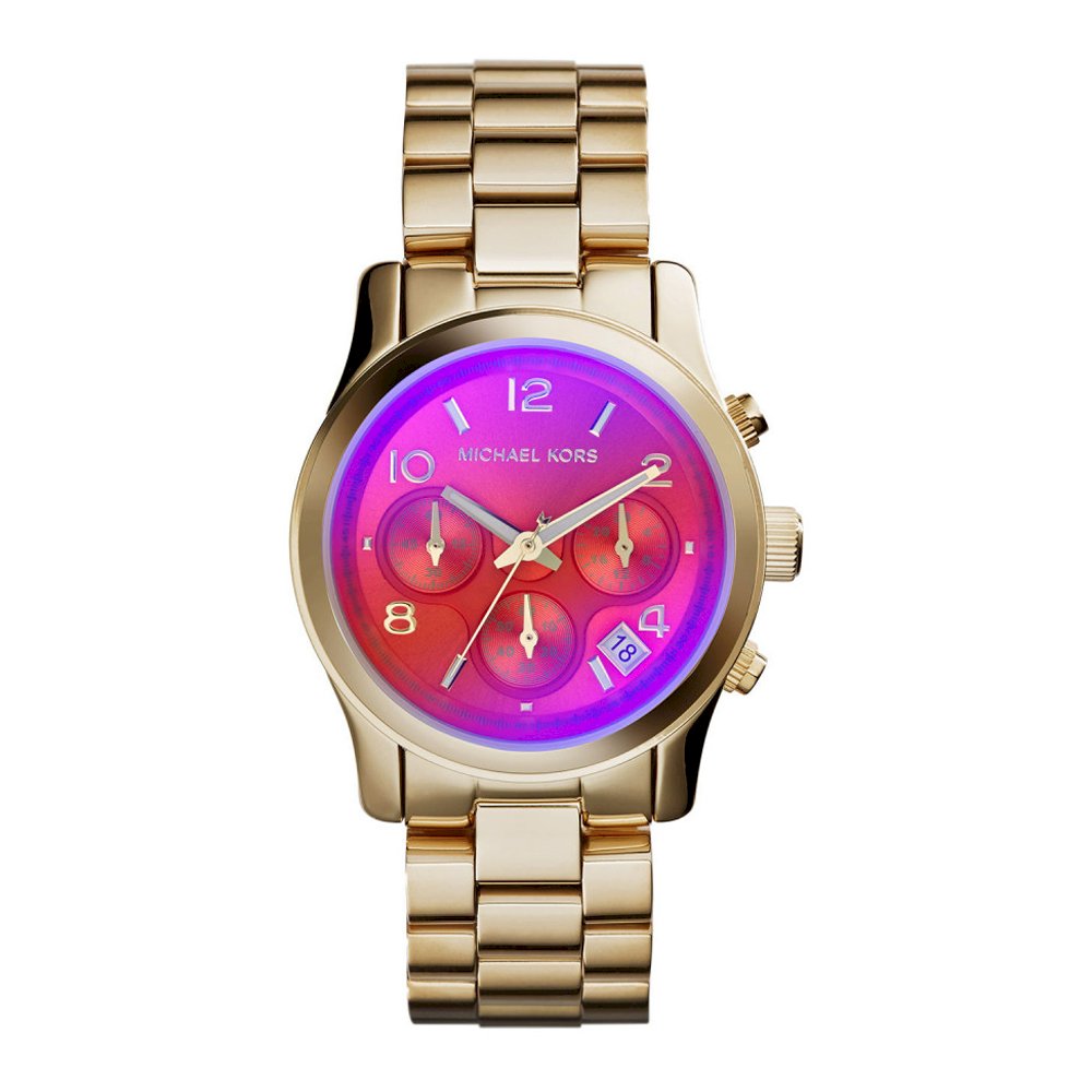  Shop Authentic Michael Kors Runway Iridescent Pink Dial Gold Steel Strap Watch for Women - MK5939 - Luxxuri