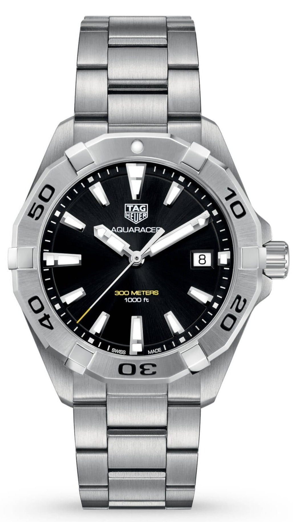  Shop Authentic Tag Heuer Aquaracer Black Dial Silver Steel Strap Watch for Men - WBD1110.BA0928 - Luxxuri