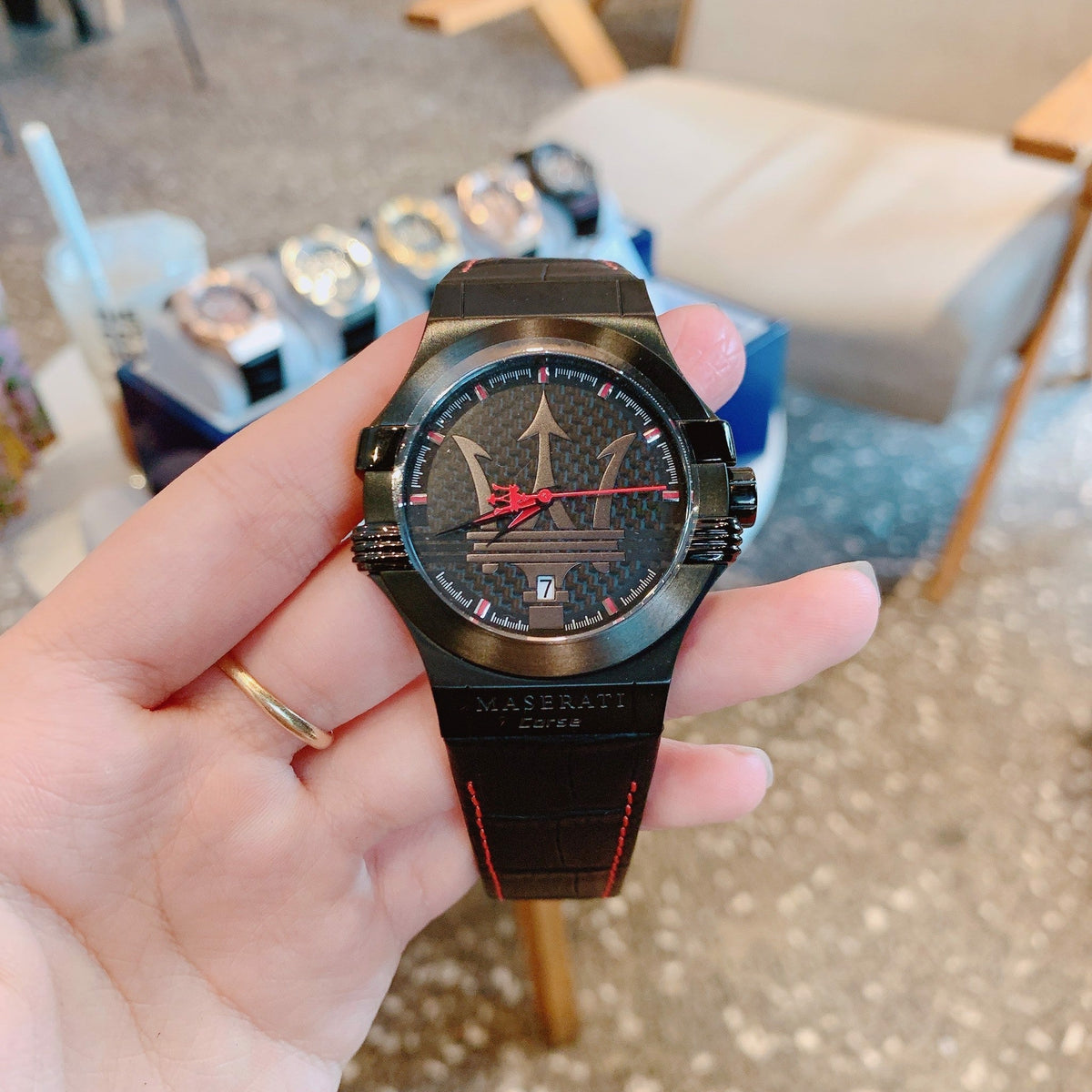  Shop Authentic Maserati Potenza 3H STR Black Dial 42mm Leather Strap Watch For Men - R8851108010 - Luxxuri