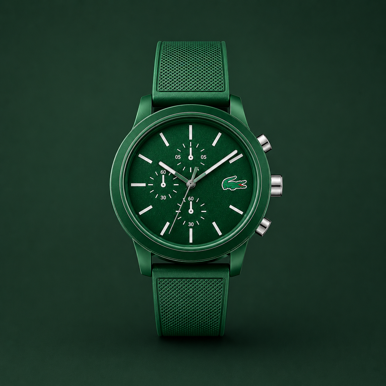 Lacoste 12.12 Chronograph Green Dial Green Silicone Strap Watch for Men - 2010973