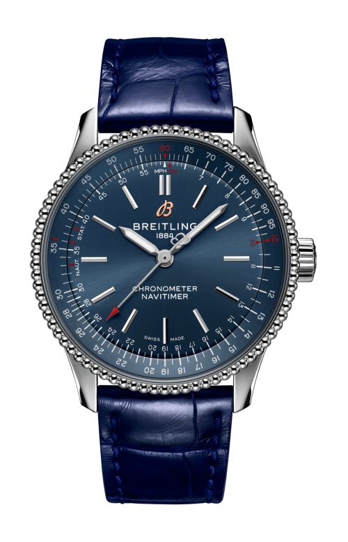  Shop Authentic Breitling Navitimer Automatic 35 Blue Dial Blue Leather Strap Watch for Men - A17395161C1P1 - Luxxuri