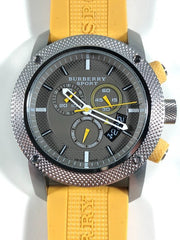  Shop Authentic Burberry Sport Chronograph Grey Dial Yellow Rubber Strap Watch for Men - BU7712 - Luxxuri