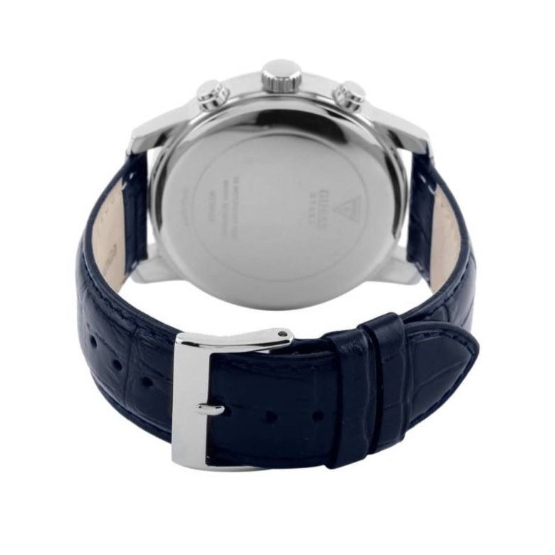  Shop Authentic Guess Horizon Chronograph Quartz Black Dial Blue Leather Strap Watch For Men - W0380G3 - Luxxuri