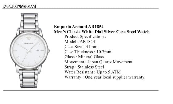  Shop Authentic Emporio Armani Classic Luigi Quartz Silver Dial Silver Steel Strap Watch For Men - AR1854 - Luxxuri