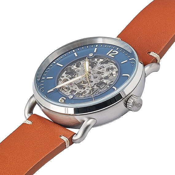  Shop Authentic Fossil Commuter Automatic Skeleton Blue Dial Brown Leather Strap Watch for Men - ME3159 - Luxxuri