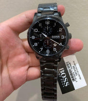  Shop Authentic Hugo Boss Chronograph Black Dial Black Steel Strap Watch for Men - 1513180 - Luxxuri