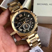  Shop Authentic Michael Kors Brecken Chronograph Quartz Black Dial Gold Steel Strap Watch For Men - MK8481 - Luxxuri