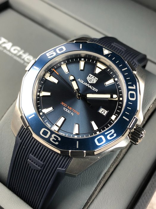  Shop Authentic Tag Heuer Aquaracer Quartz Blue Dial Blue Rubber Strap Watch for Men - WAY101C.FT6153 - Luxxuri