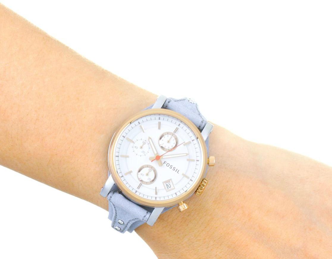  Shop Authentic Fossil Original Boyfriend White Dial Light Blue Leather Strap Watch for Women - ES4045 - Luxxuri