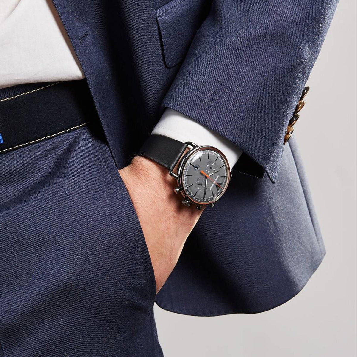  Shop Authentic Emporio Armani Aviator Grey Dial Grey Leather Strap Watch For Men - AR11168 - Luxxuri