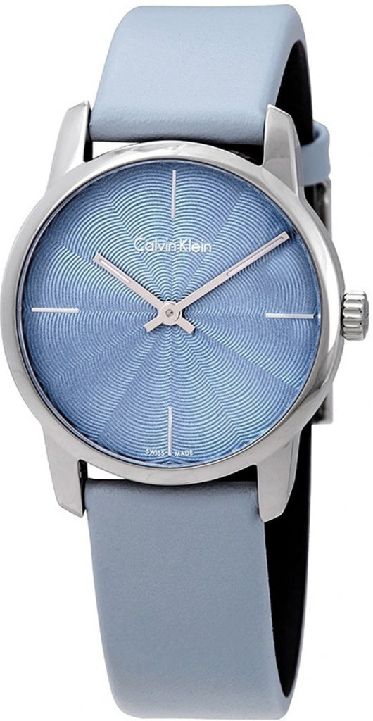  Shop Authentic Calvin Klein City Blue Dial Blue Leather Strap Watch for Women - K2G231VN - Luxxuri