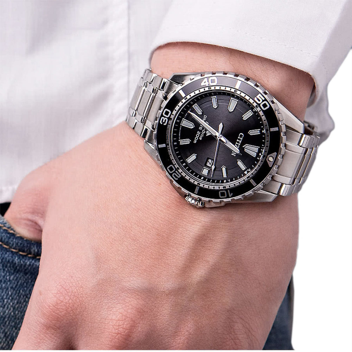  Shop Authentic Citizen Promaster Diver Chronograph Black Dial Silver Steel Strap Watch For Men - BN0190-82E - Luxxuri