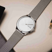  Shop Authentic Calvin Klein Minimal Silver Dial Silver Mesh Bracelet Watch for Men - K3M211Y6 - Luxxuri