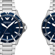  Shop Authentic Emporio Armani Meccanico Automatic Blue Dial Silver Steel Strap Watch For Men - AR60059 - Luxxuri