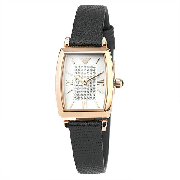  Shop Authentic Emporio Armani Gianni T Bar Quartz White Dial Black Leather Strap Watch For Women - AR11408 - Luxxuri