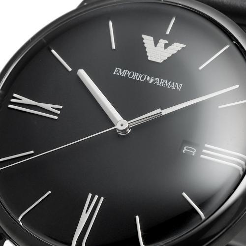  Shop Authentic Emporio Armani Minimalist Analog Black Dial Black Leather Strap Watch For Men - AR11573 - Luxxuri