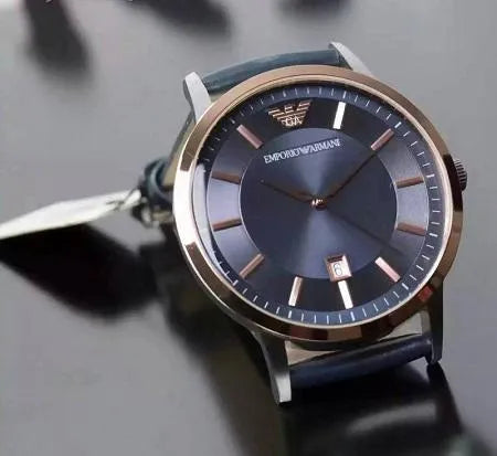  Shop Authentic Emporio Armani Renato Analog Blue Dial Black Leather Strap Watch For Men - AR2506 - Luxxuri