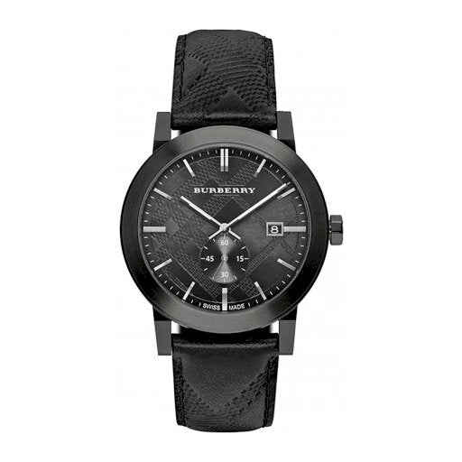  Shop Authentic Burberry The City Black Dial Black Leather Strap Watch for Men - BU9906 - Luxxuri