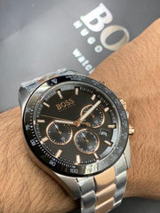  Shop Authentic Hugo Boss Here Chronograph Black Dial Two Tone Steel Strap Watch for Men - 1513757 - Luxxuri