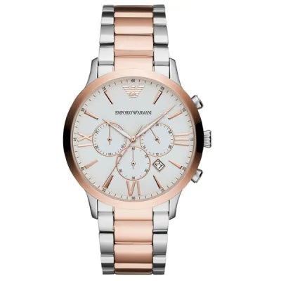  Shop Authentic Emporio Armani Giovanni Chronograph Quartz White Dial Two Tone Steel Strap Watch For Men - AR11209 - Luxxuri