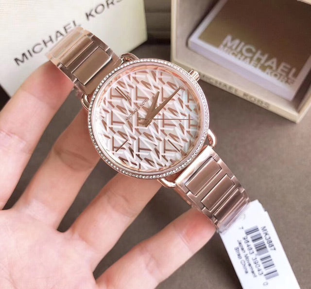  Shop Authentic Michael Kors Portia Quartz Silver Dial Rose Gold Steel Strap Watch For Women - MK3887 - Luxxuri
